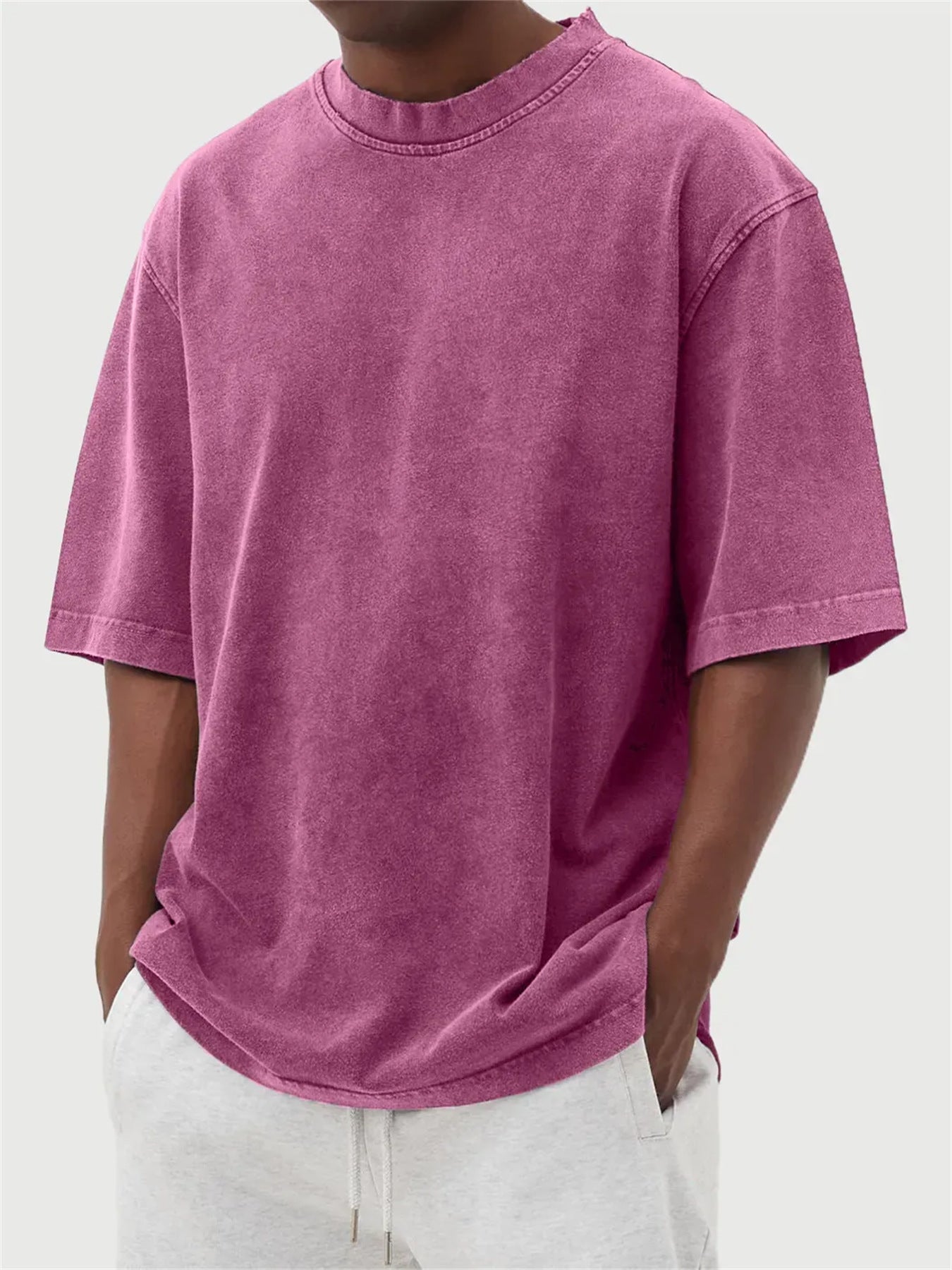 Mens Casual Washed Cotton T-Shirt – Modern Distressed Look