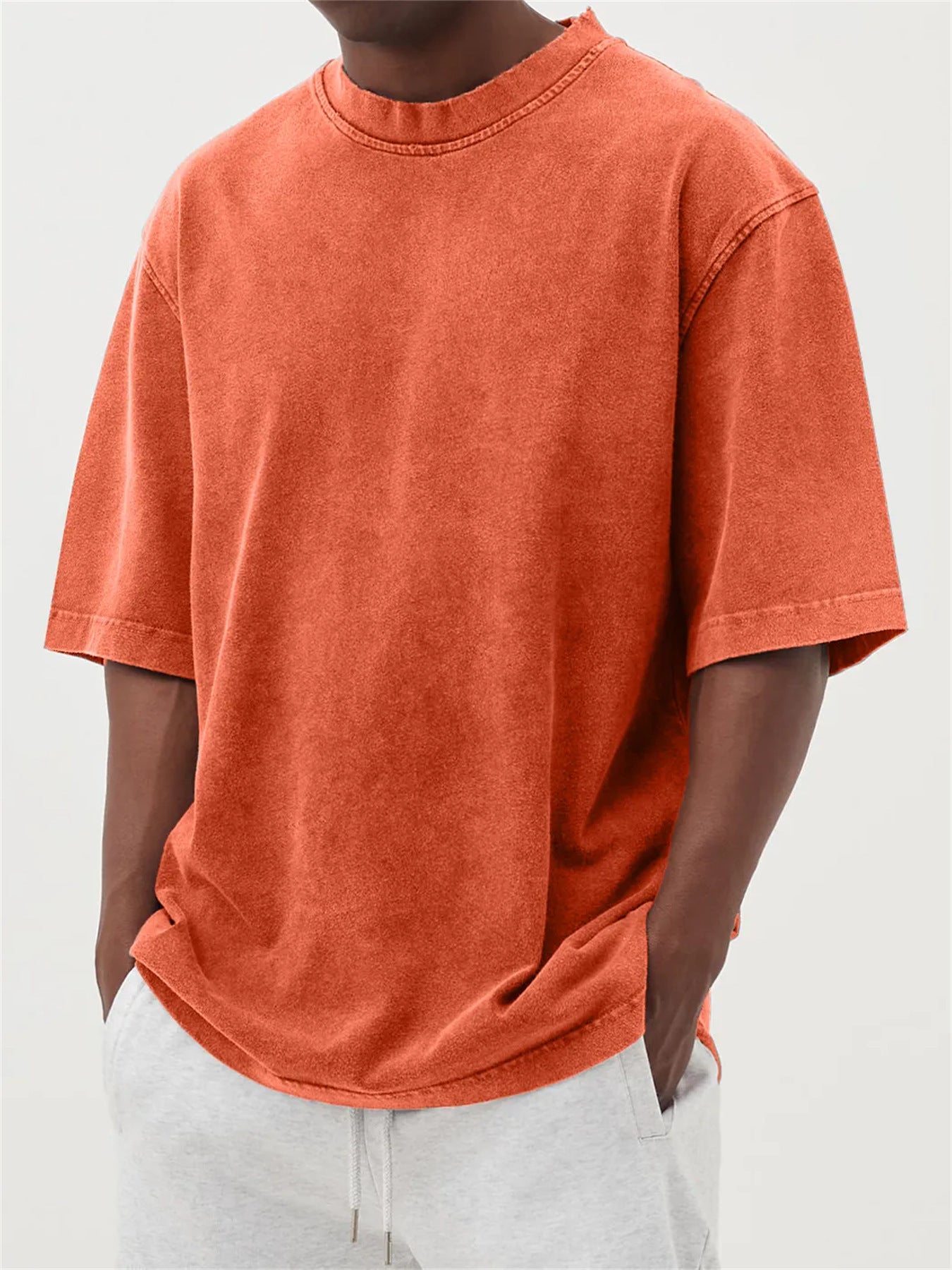 Mens Casual Washed Cotton T-Shirt – Modern Distressed Look