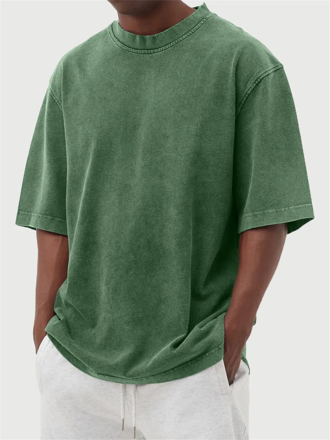 Mens Casual Washed Cotton T-Shirt – Modern Distressed Look