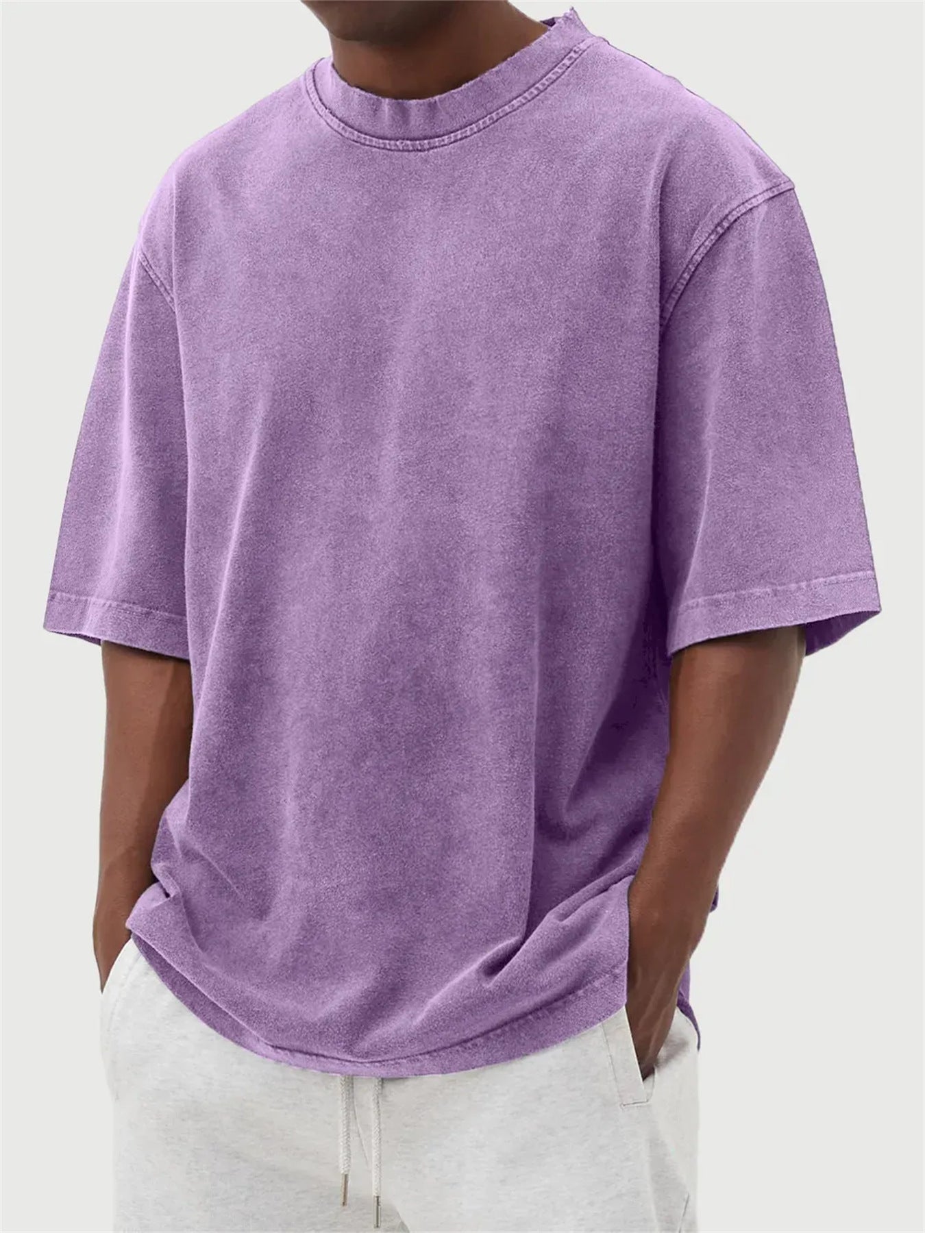 Mens Casual Washed Cotton T-Shirt – Modern Distressed Look