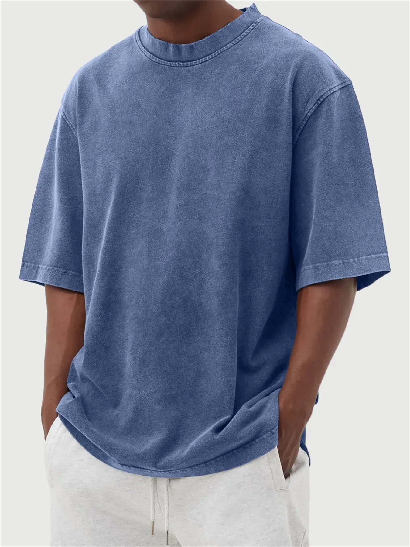 Mens Casual Washed Cotton T-Shirt – Modern Distressed Look